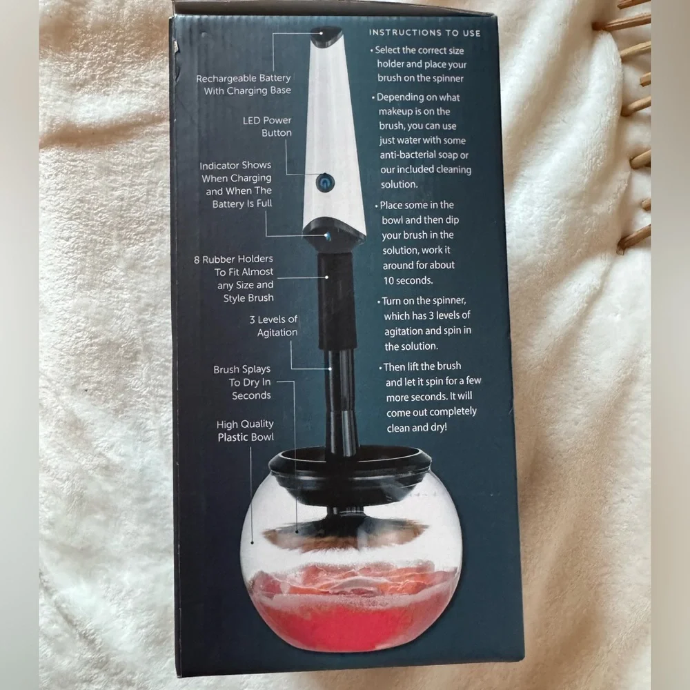 LUXE Beauty Adjustable Speed Electric Makeup Brush Cleaner Set NEW
